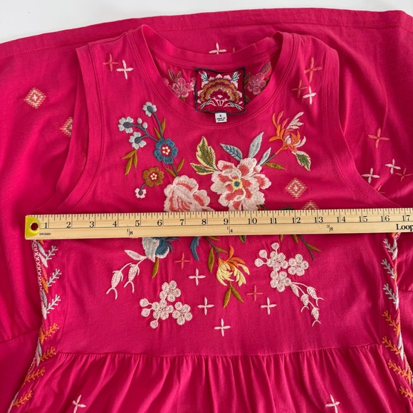 Johnny Was Ceretti Tiered Maxi Dress Pink Tiered Small Boho Artisan Resort Folk - Picture 12 of 13